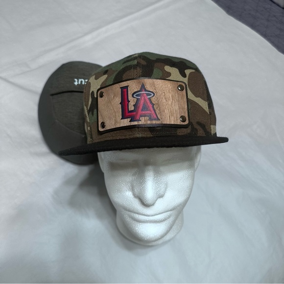 Men Snapback Hat Classic Hip Hop Style Flat Brim LA Wooden Patch camuflaje - Picture 5 of 16